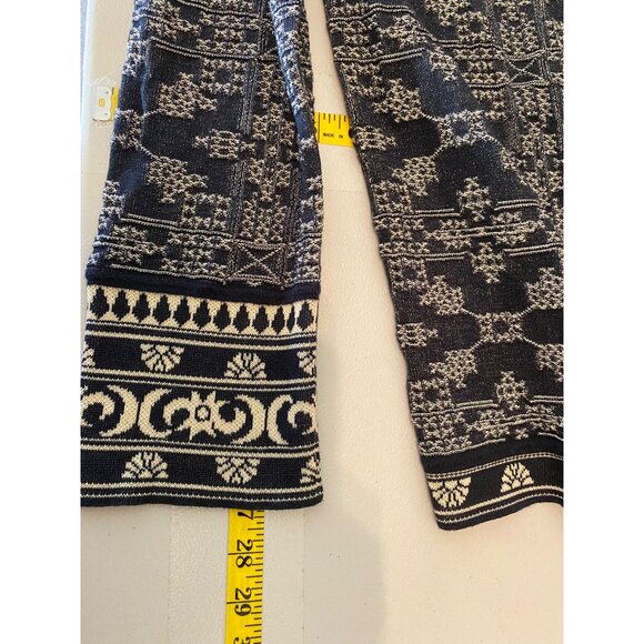 Peruvian Connection Zip-Up Cardigan Jacket Black & Beige Medium - Picture 9 of 9